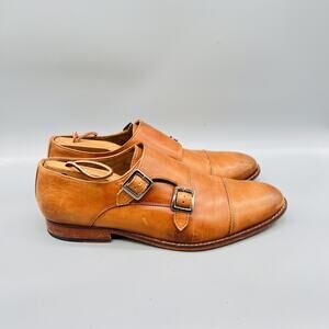 3DM Lifestyle Shoes Mens 9 Brown Leather Double Monk Strap Cap Toe Oxford Dress
